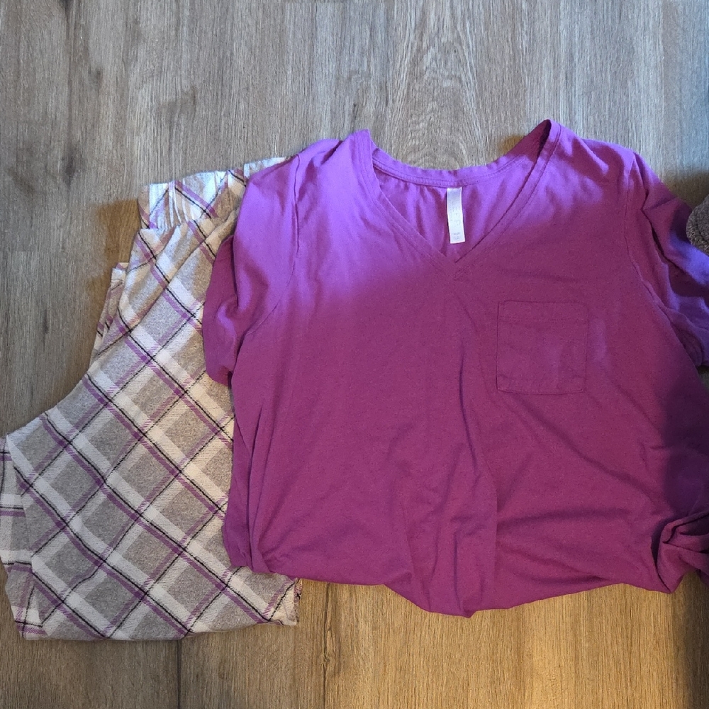 Cacique Purple and White Pajama Set Intimates & Sleepwear